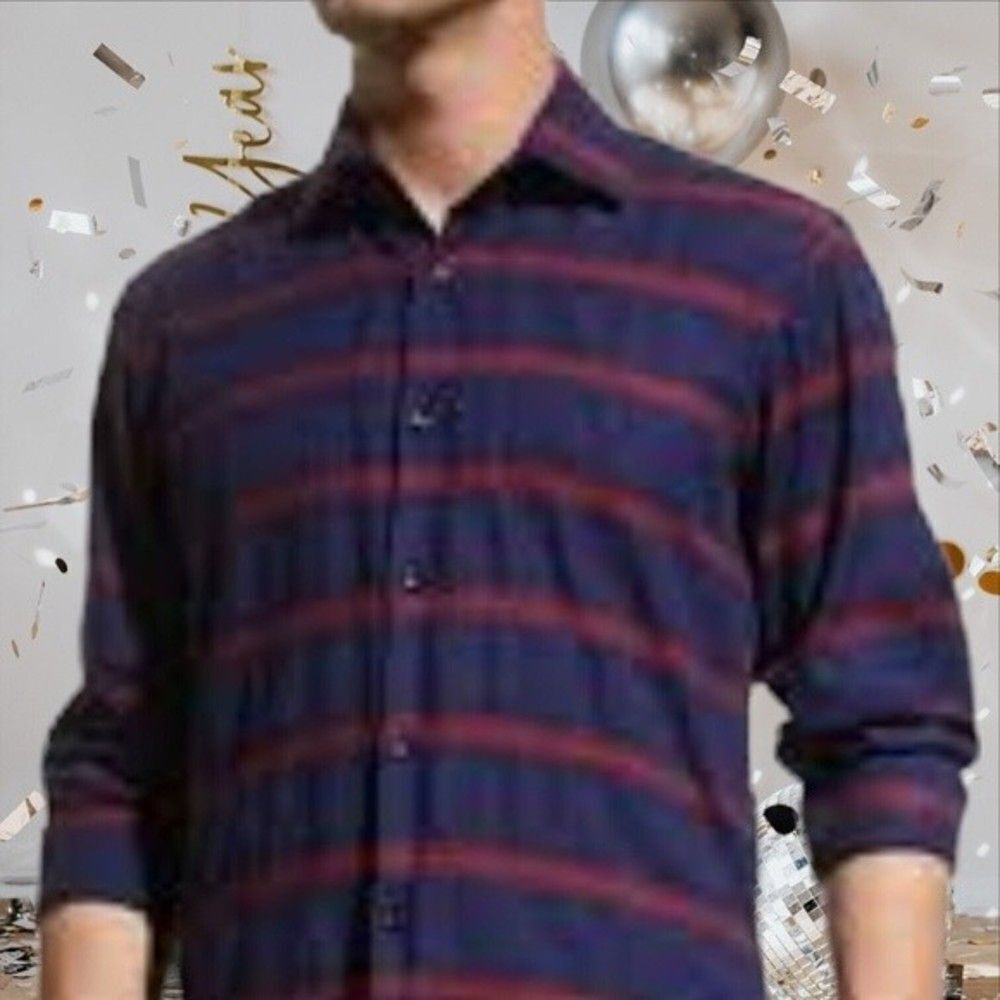 Original Penguin Heritage Slim Fit Mens‎ Cotton Long Sleeve Button Up Shirt XL